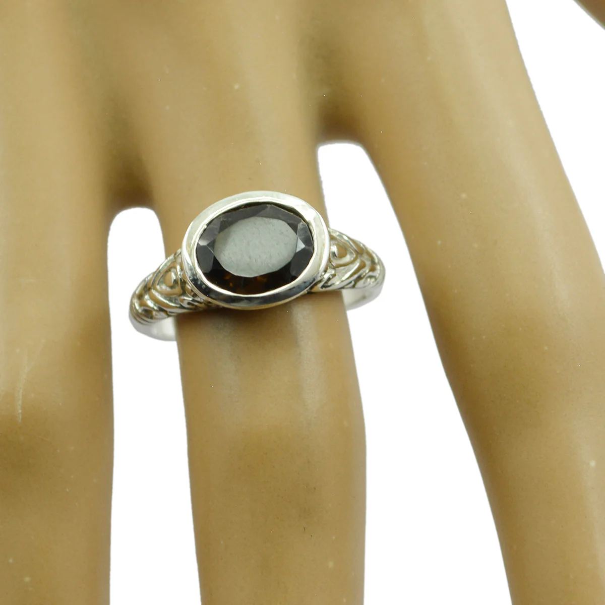 Garnet Solitaire African Silver Red Gemstones Minimal Art Deco Ring Jewelry - Image 2