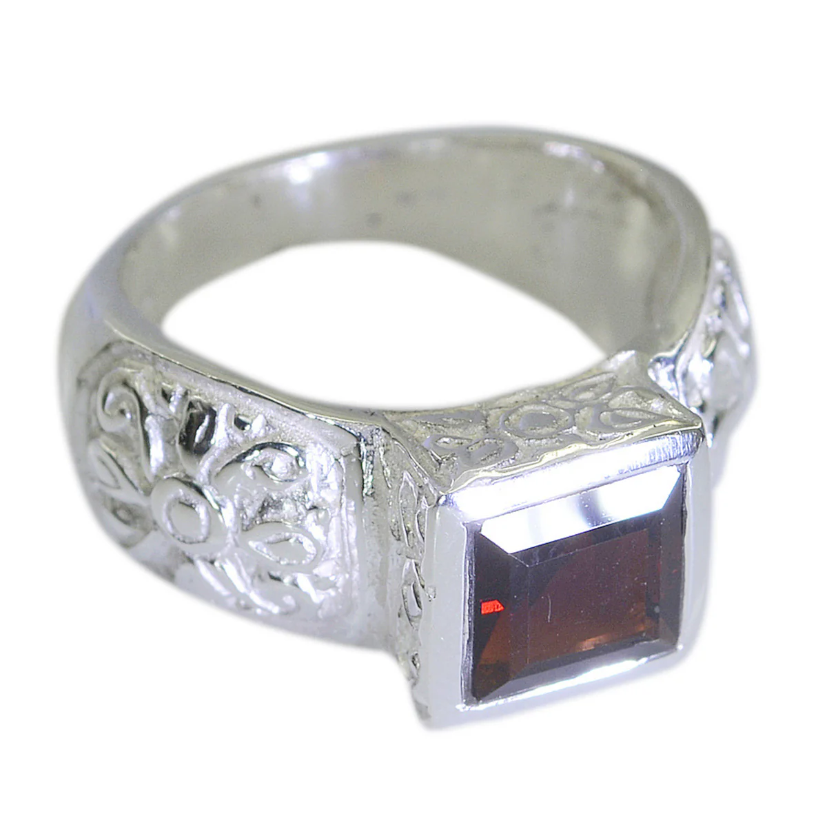 Garnet Solitaire African Sterling Silver Red Gemstone Eye-catching Art Deco Ring Jewelry - Image 2