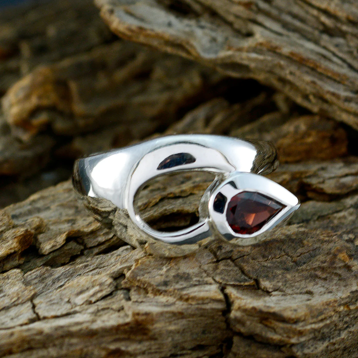 Garnet Solitaire African Sterling Silver Red Gemstone Minimal valentine Ring Jewelry - Image 4