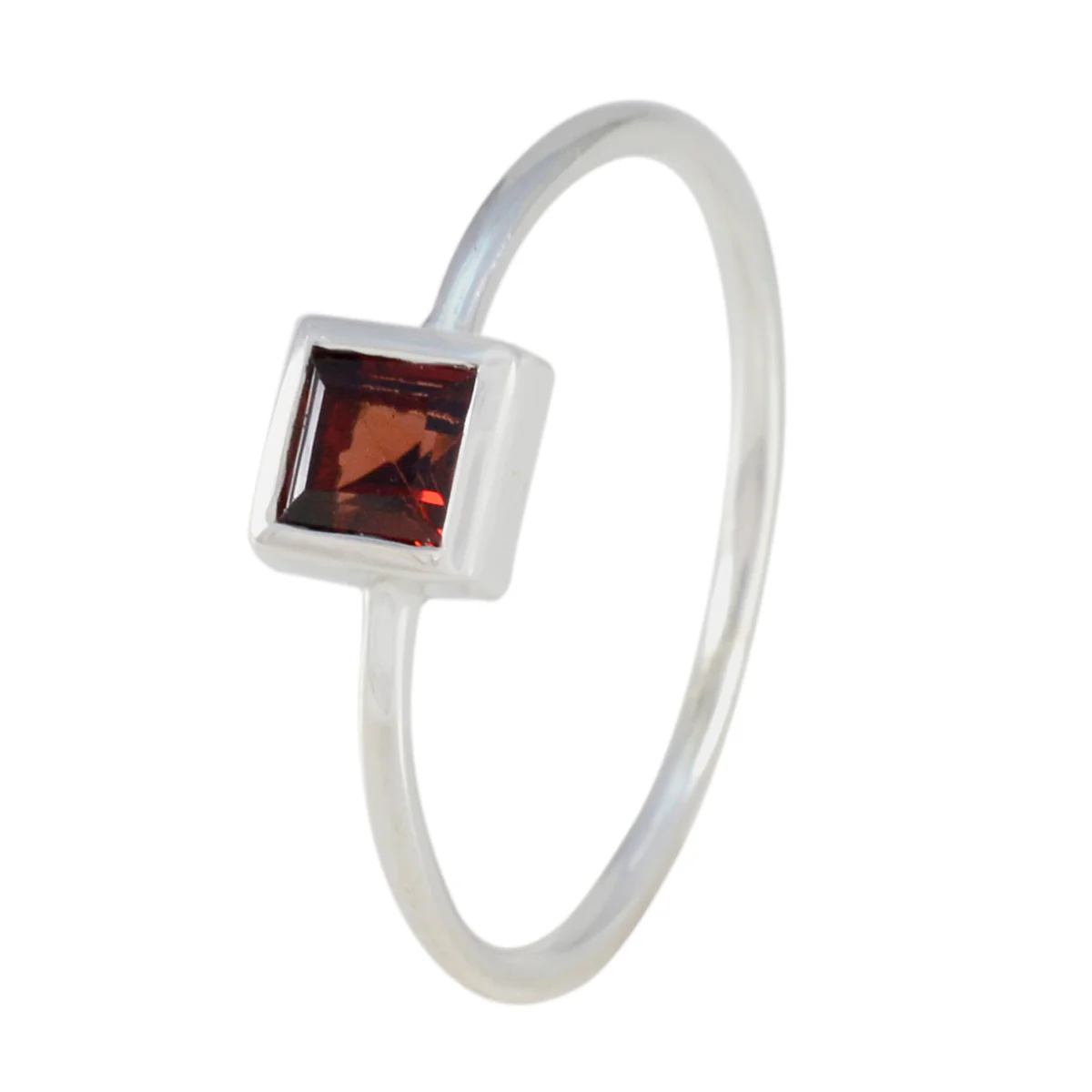 Garnet Solitaire American 92.5 Silver Red Gems Elegant Modern Ring Jewelry - Image 2