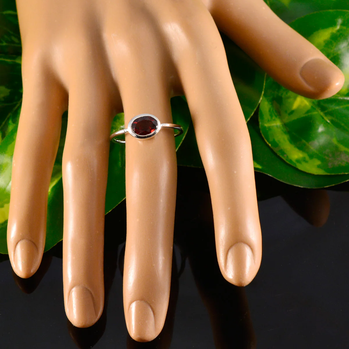 Garnet Solitaire American 925 Sterling Silver Red Gemstone Elegant Feminine Ring Jewellery - Image 5