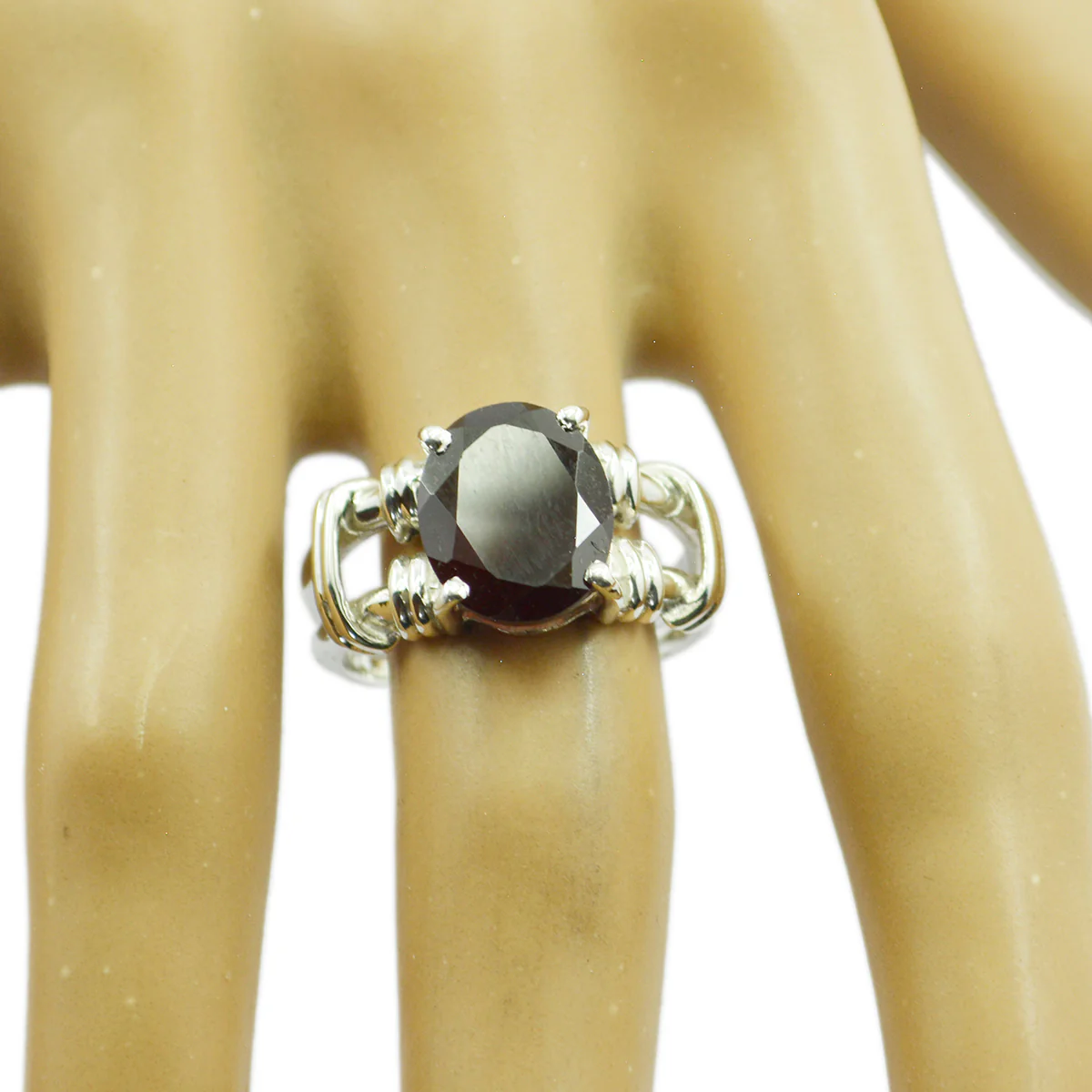 Garnet Solitaire Australian 925 Silver Red Gemstones Eye-catching Rope-Wire Ring Jewellery - Image 2