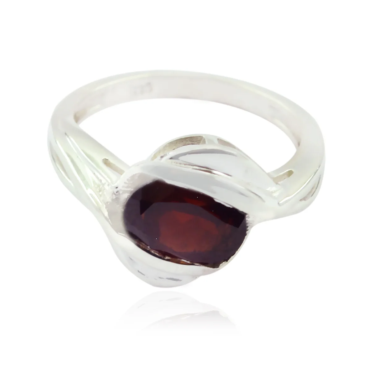 Garnet Solitaire Egyptian 925 Silver Red Gemstones Slim Boho Ring Jewelry