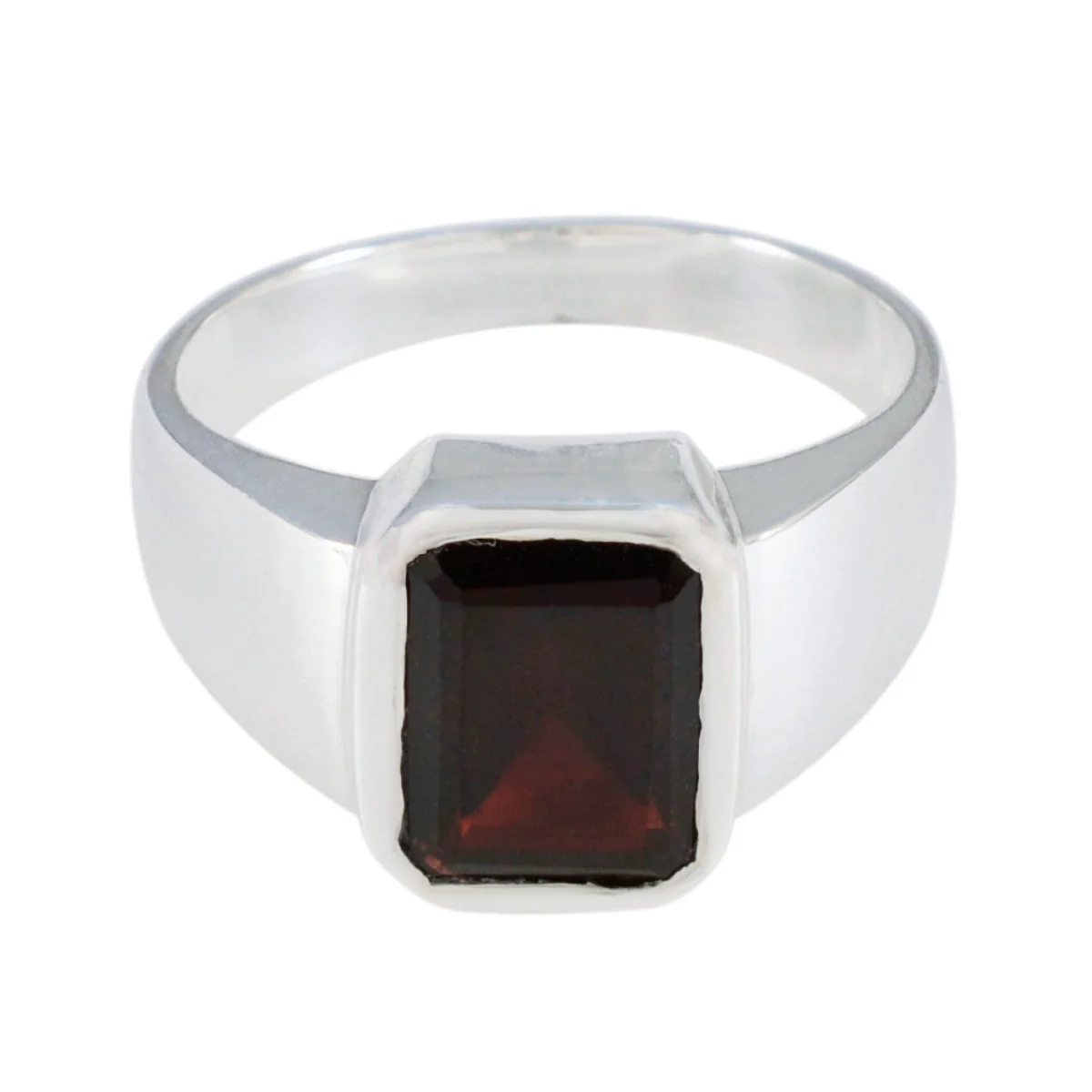 Garnet Solitaire German 92.5 Silver Red Gemstone Eye-catching Abstract Ring Jewelry