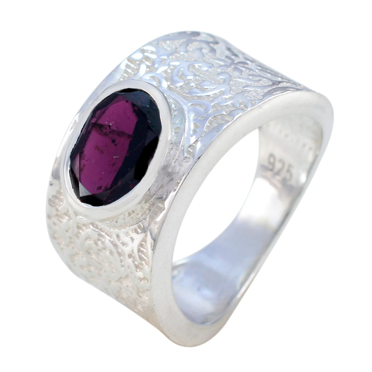 Garnet Solitaire German 925 Silver Red Gemstones Essential Art Deco Ring Jewelry - Image 2