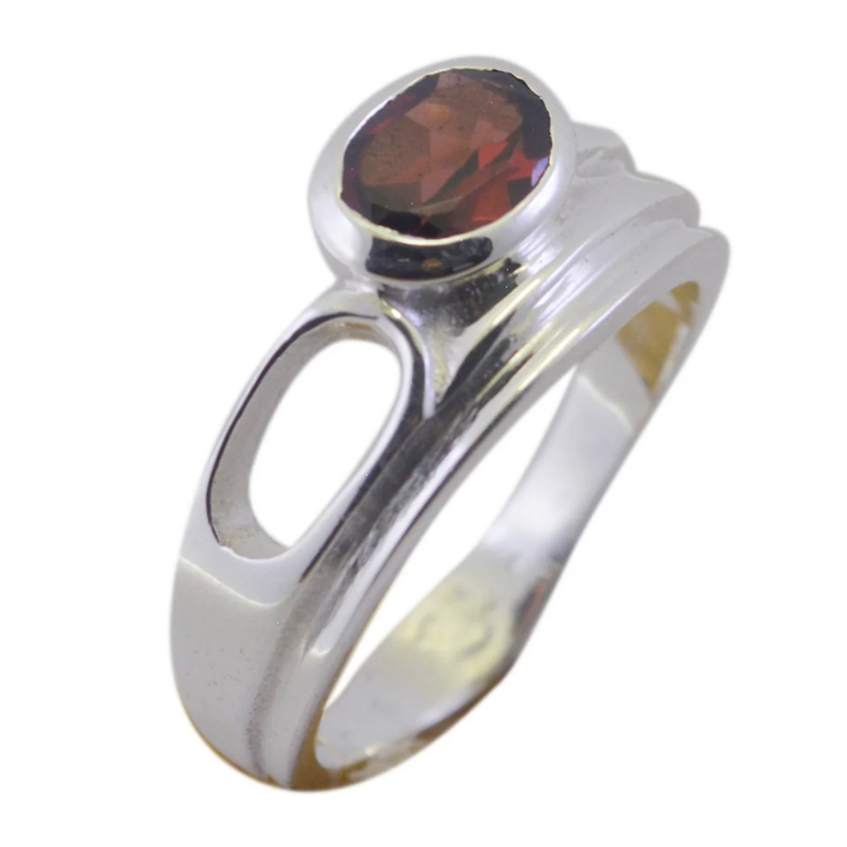 Garnet Solitaire German Silver Red Gemstone Featherlight Boho Ring Jewellery - Image 2