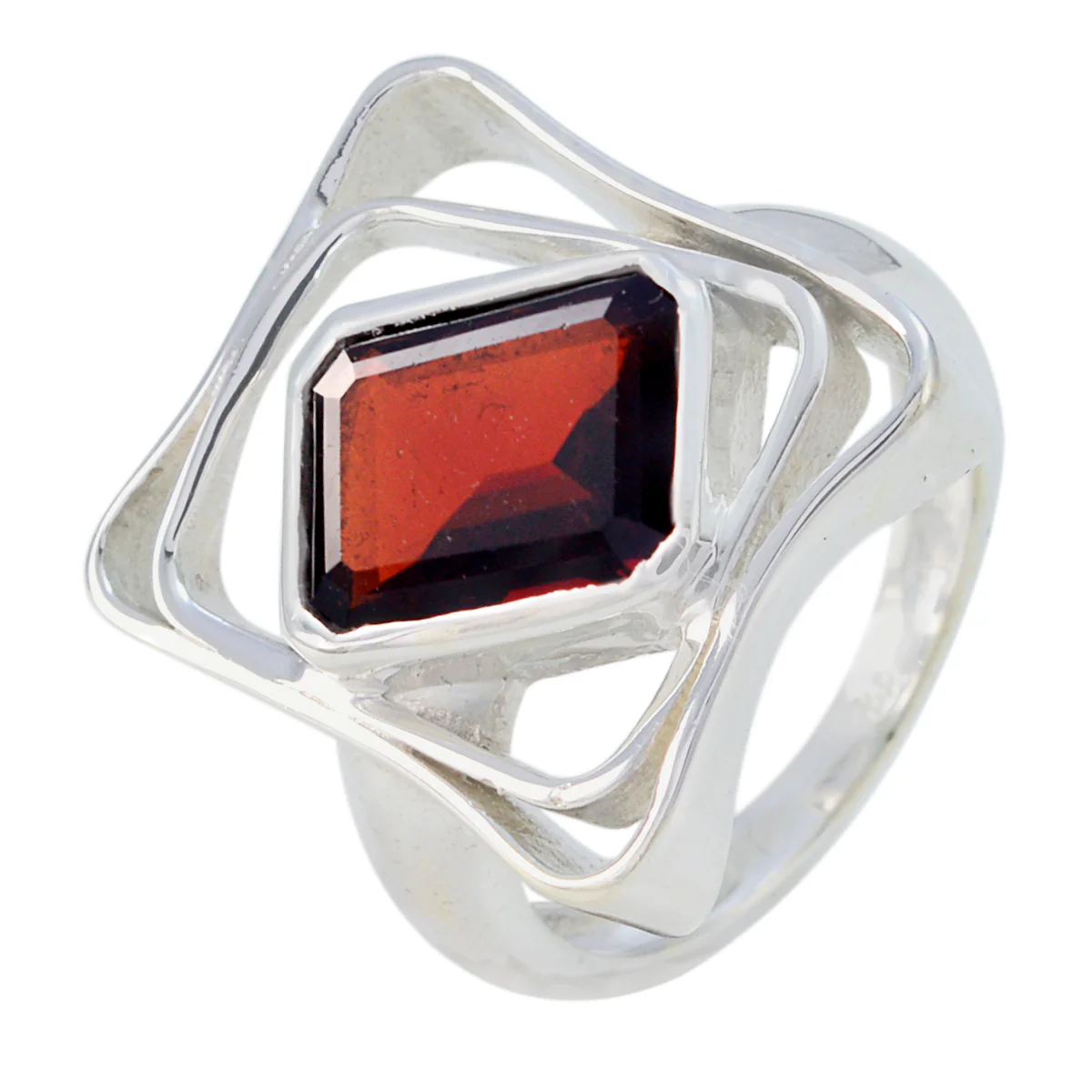 Garnet Solitaire German Sterling Silver Red Gemstone Mid-weight Signet Ring Jewellery - Image 2
