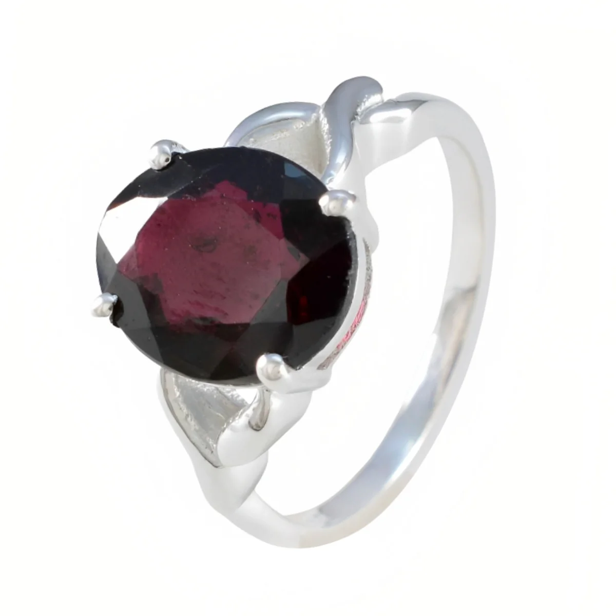 Garnet Solitaire Indian 92.5 Silver Red Gems Featherlight Artisan Ring Jewellery - Image 2