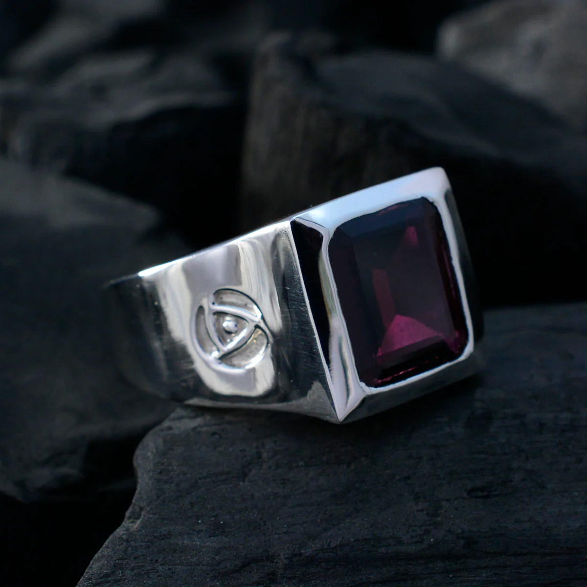 Garnet Solitaire Indian 92.5 Silver Red Gemstone Essential  Armor Ring Jewelry - Image 4