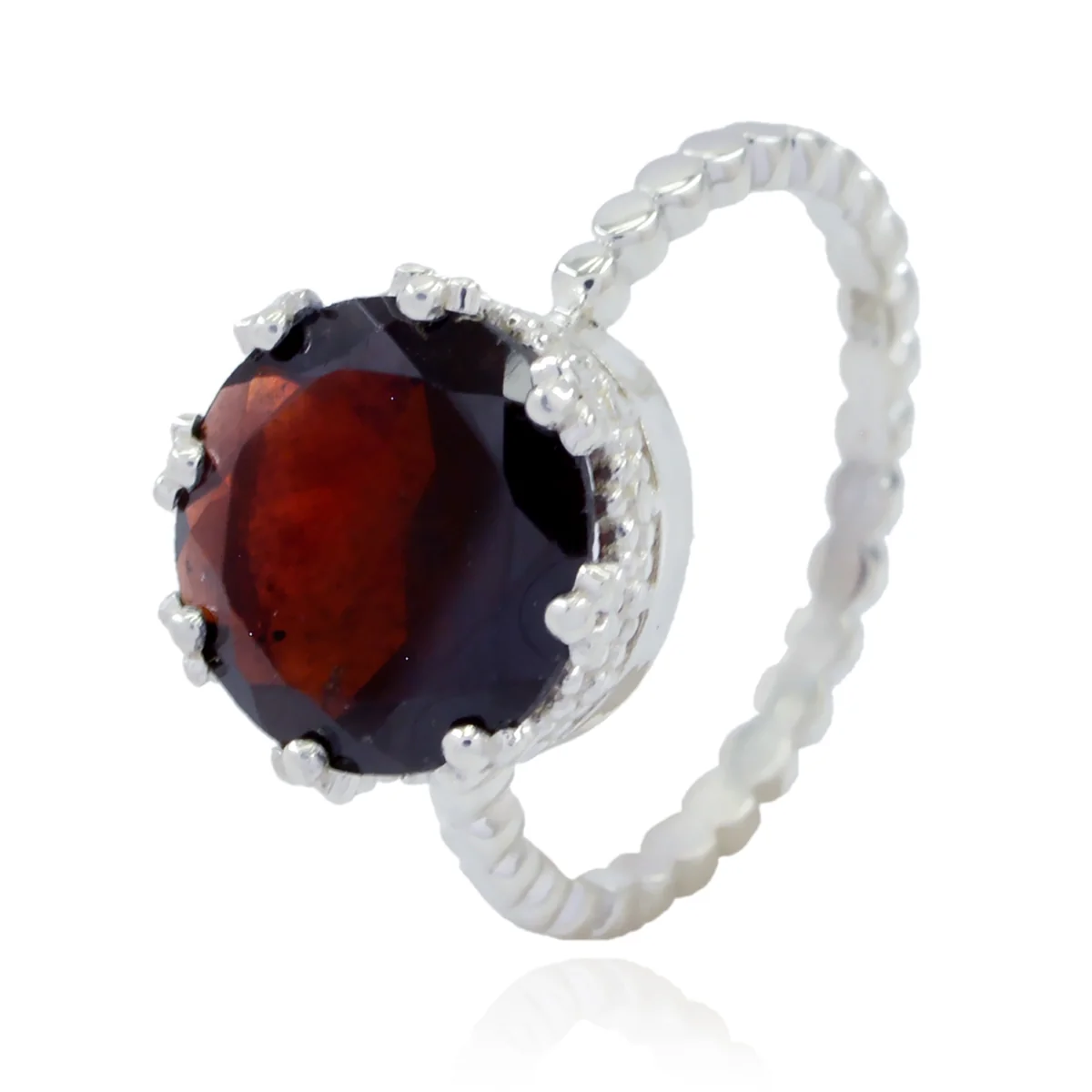Garnet Solitaire Indian 925 Sterling Silver Red Gemstones Slim Luxurious Ring Jewellery - Image 3