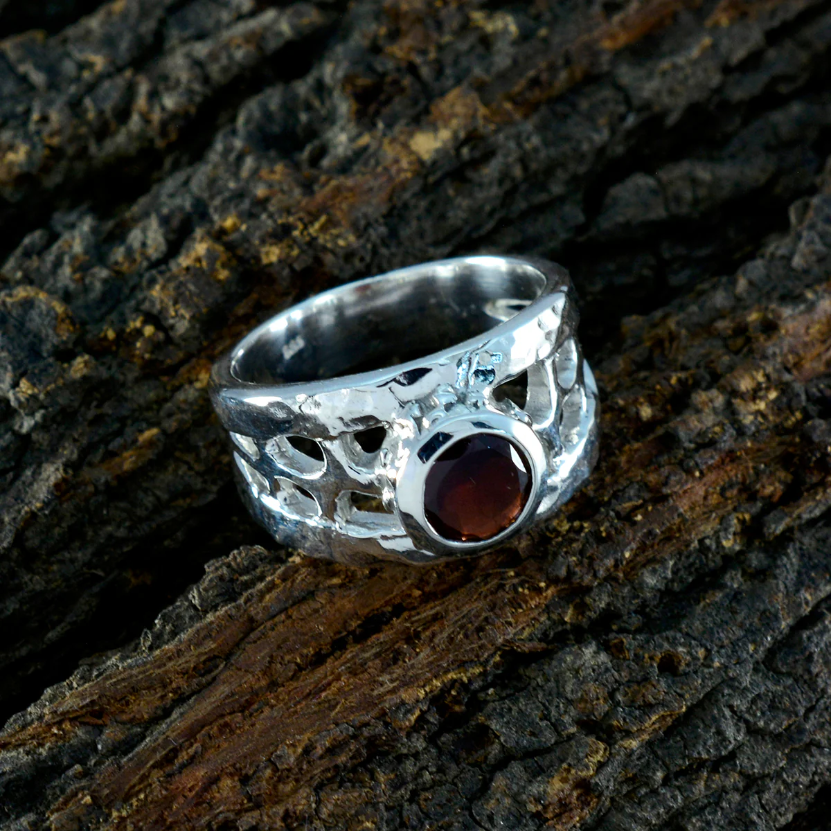 Garnet Solitaire Italian 925 Silver Red Gems Versatile Filigree Ring Jewelry - Image 3