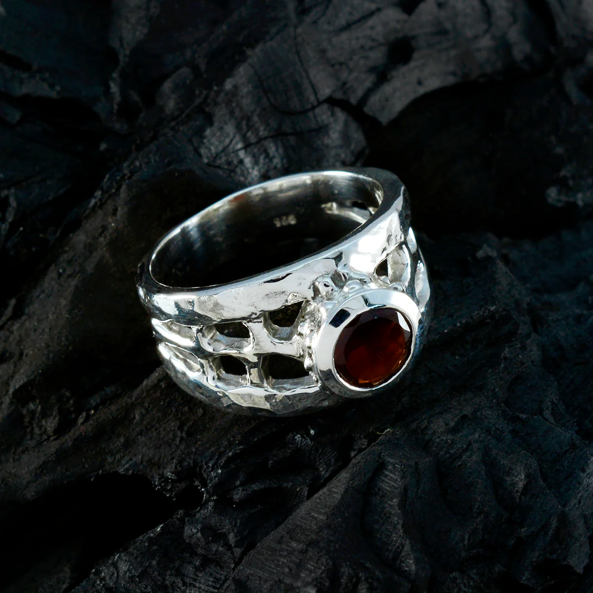 Garnet Solitaire Italian 925 Silver Red Gems Versatile Filigree Ring Jewelry - Image 4
