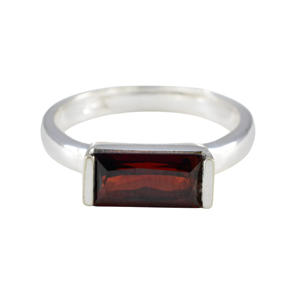 Garnet Solitaire Japanese 925 Silver Red Gemstone Whisper-thin Luxurious Ring Jewelry