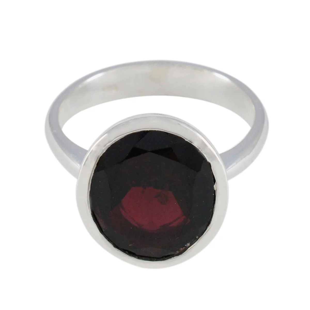 Garnet Solitaire Japanese 925 Silver Red Gemstone Whisper-thin Modern Ring Jewellery