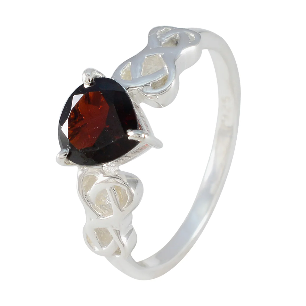 Garnet Solitaire Japanese 925 Sterling Silver Red Gems Dainty Graceful Ring Jewelry - Image 2