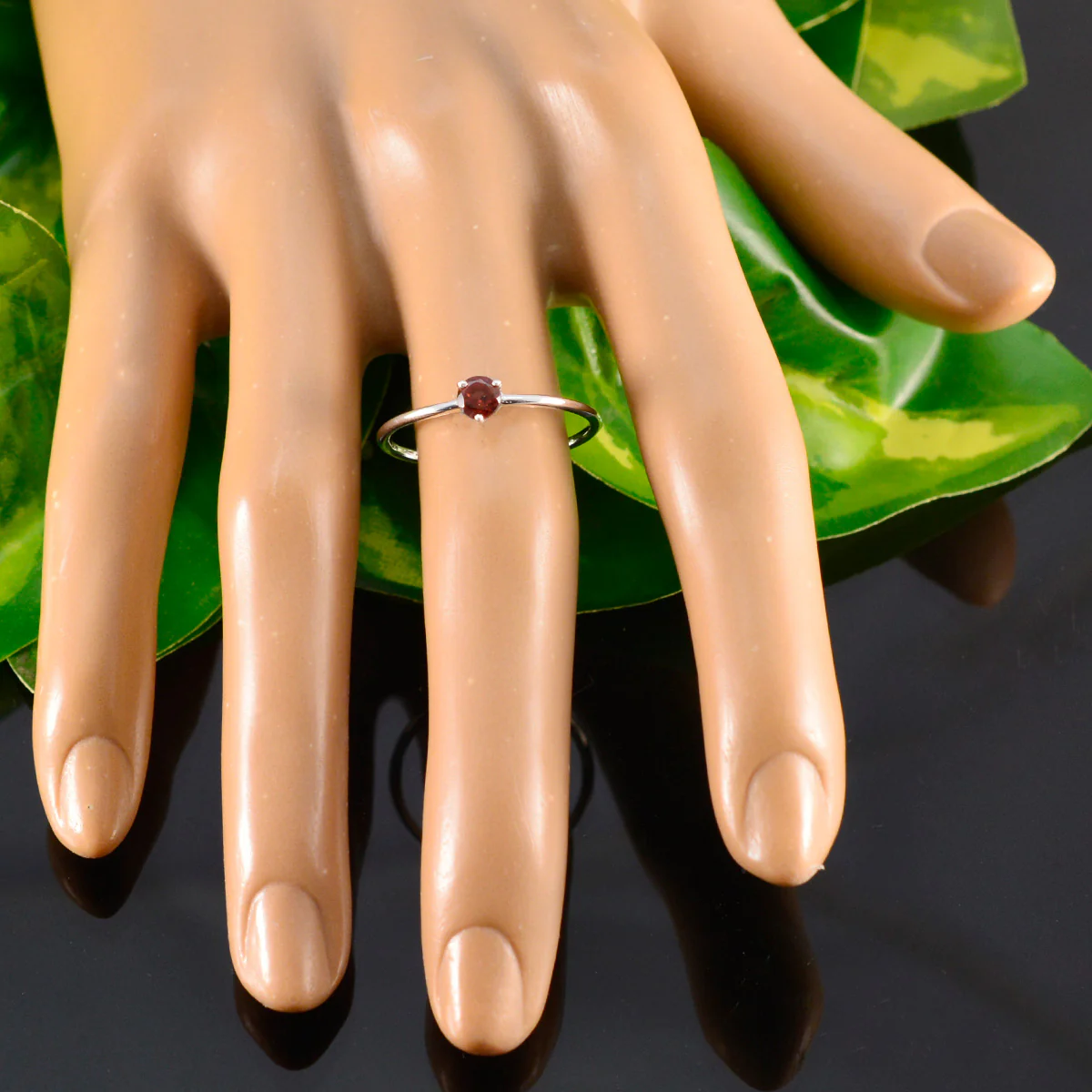 Garnet Solitaire Japanese Sterling Silver Red Gems Minimalist Fairytale Ring Jewellery - Image 5
