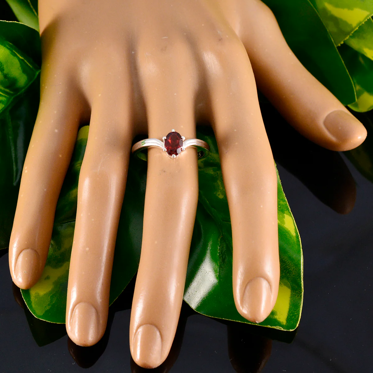 Garnet Solitaire Japanese Sterling Silver Red Gemstone Dainty Contemporary Ring Jewelry - Image 5