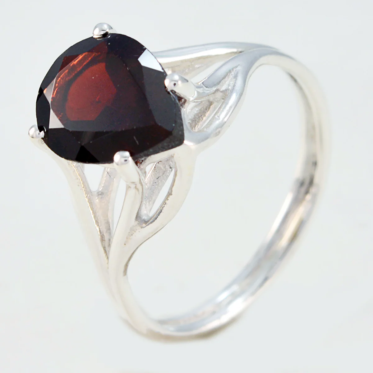 Garnet Solitaire Korean 92.5 Silver Red Gemstone Dainty Engagement Ring Jewellery - Image 2