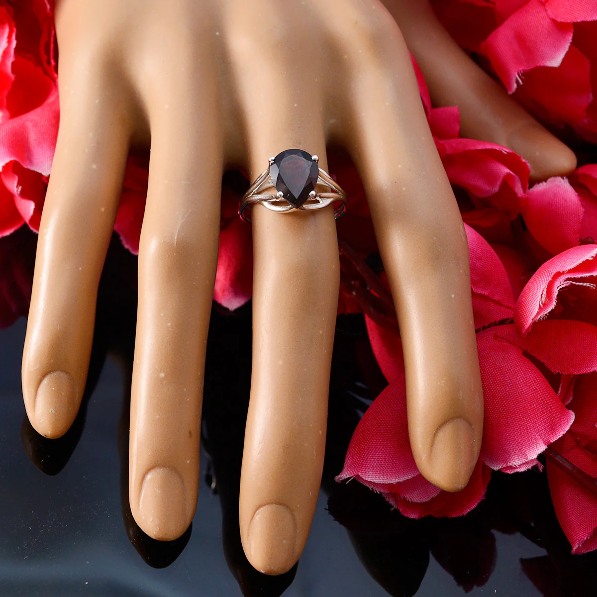 Garnet Solitaire Korean 92.5 Silver Red Gemstone Dainty Engagement Ring Jewellery - Image 5