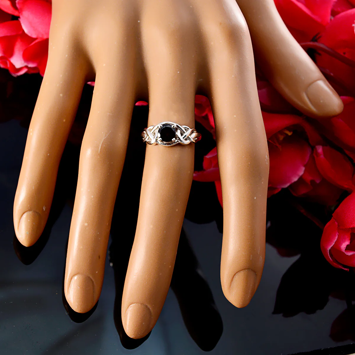 Garnet Solitaire Korean 925 Silver Red Gems Dainty Fairytale Ring Jewellery - Image 5