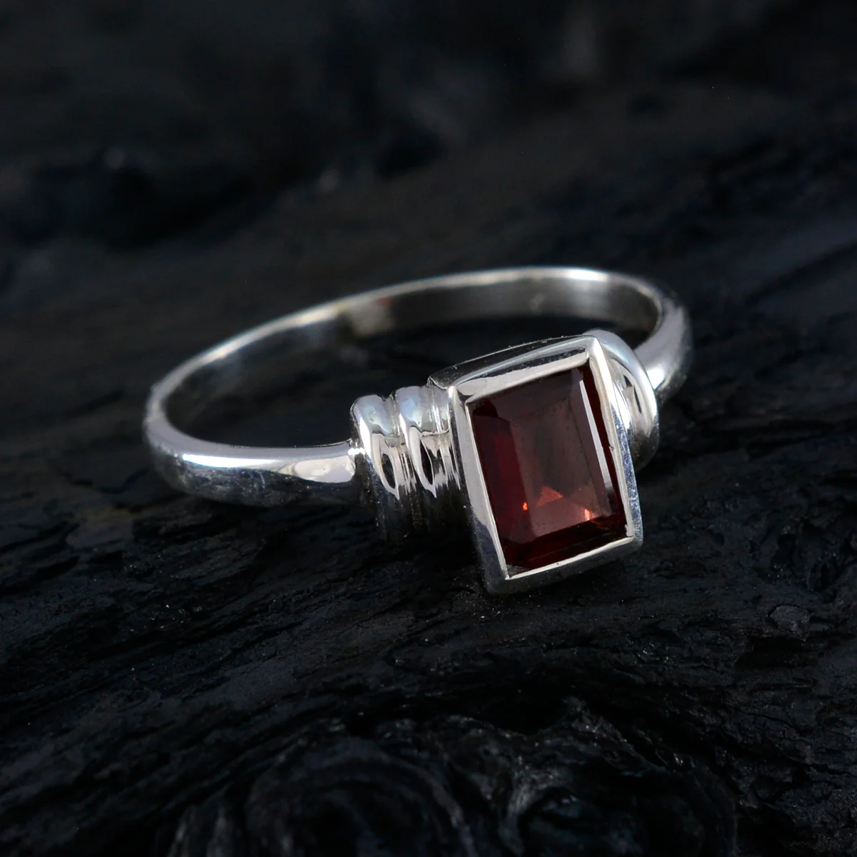 Garnet Solitaire Korean 925 Silver Red Gems Dainty Trendy Ring Jewelry - Image 5
