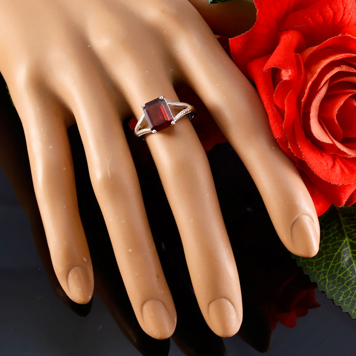Garnet Solitaire Korean Silver Red Gems Whisper-thin Romantic Ring Jewellery - Image 6