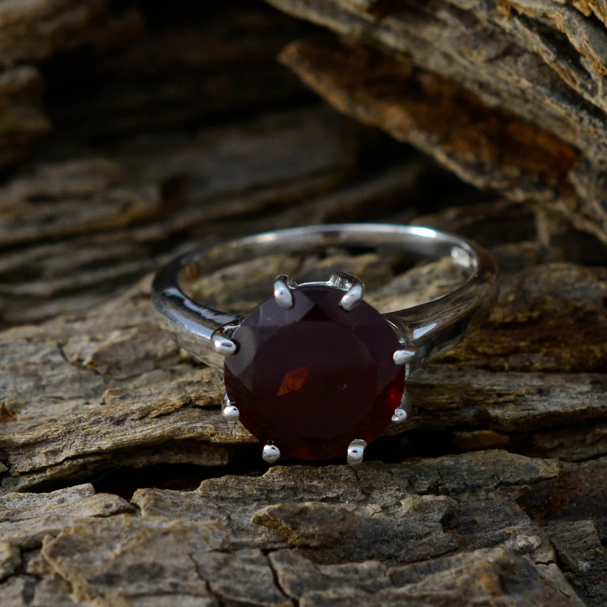 Garnet Solitaire Korean Sterling Silver Red Gems Whisper-thin Glamorous Ring Jewellery - Image 4
