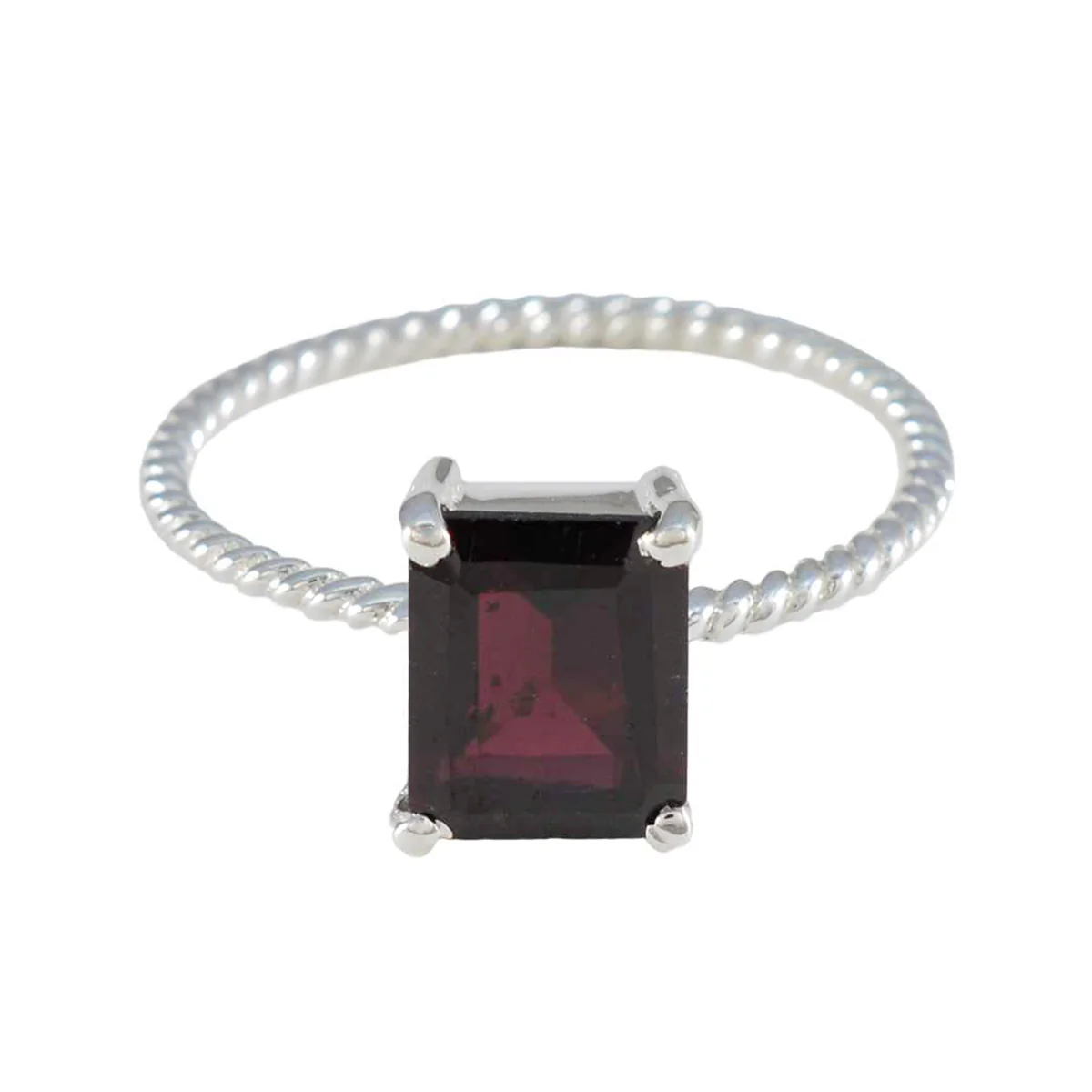 Garnet Solitaire Korean Sterling Silver Red Gemstones Delicate Twist Ring Jewellery