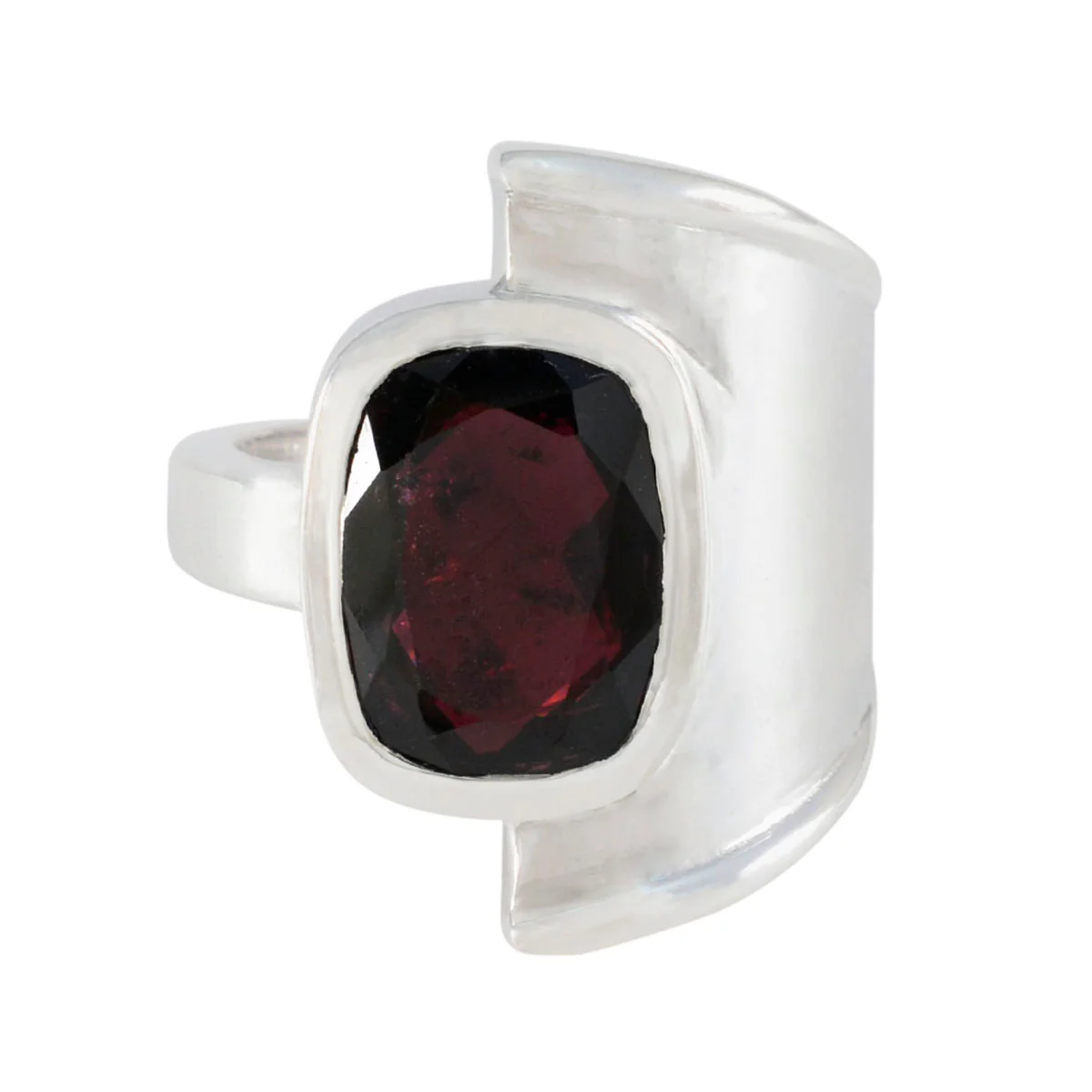 Garnet Solitaire Moroccan 925 Silver Red Gemstone Essential Trendy Ring Jewelry
