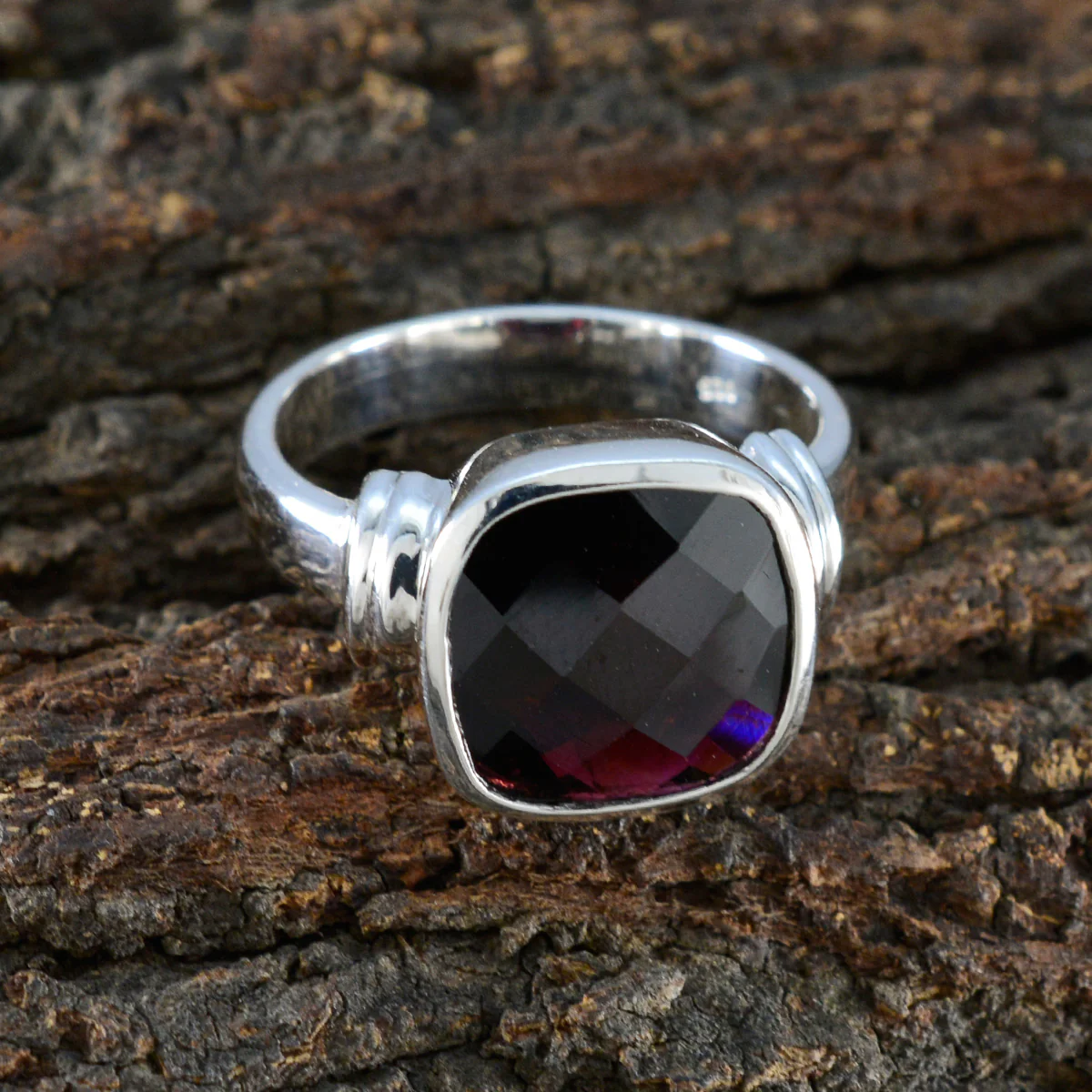 Garnet Solitaire Moroccan 925 Silver Red Gemstones Eye-catching Abstract Ring Jewelry - Image 3