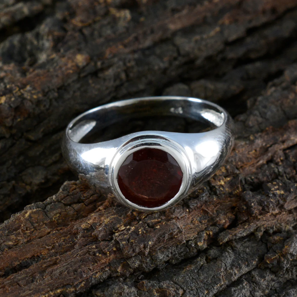 Garnet Solitaire Moroccan Sterling Silver Red Gemstones Slim Abstract Ring Jewelry - Image 3