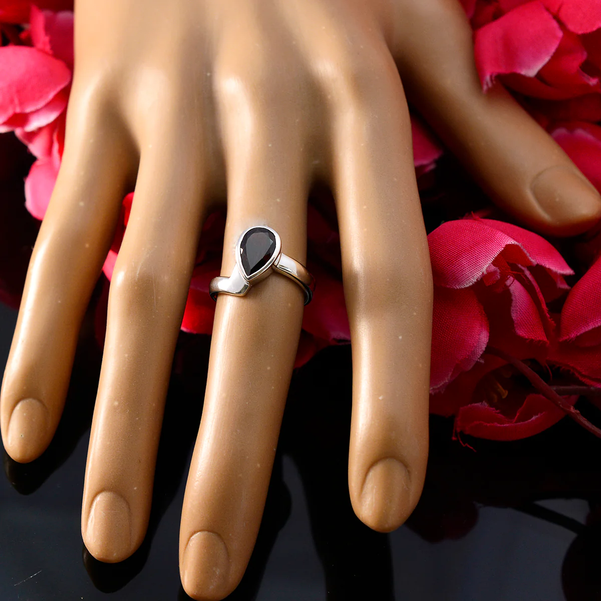 Garnet Solitaire Turkish 92.5 Silver Red Gems Whisper-thin Graceful Ring Jewelry - Image 5