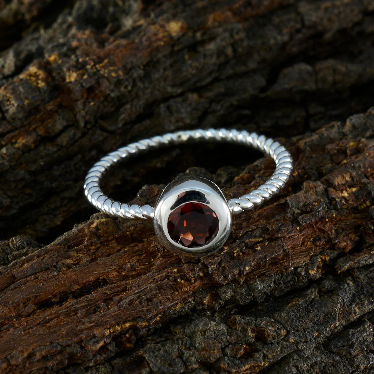 Garnet Solitaire Turkish 92.5 Silver Red Gemstones Delicate Feminine Ring Jewellery - Image 3