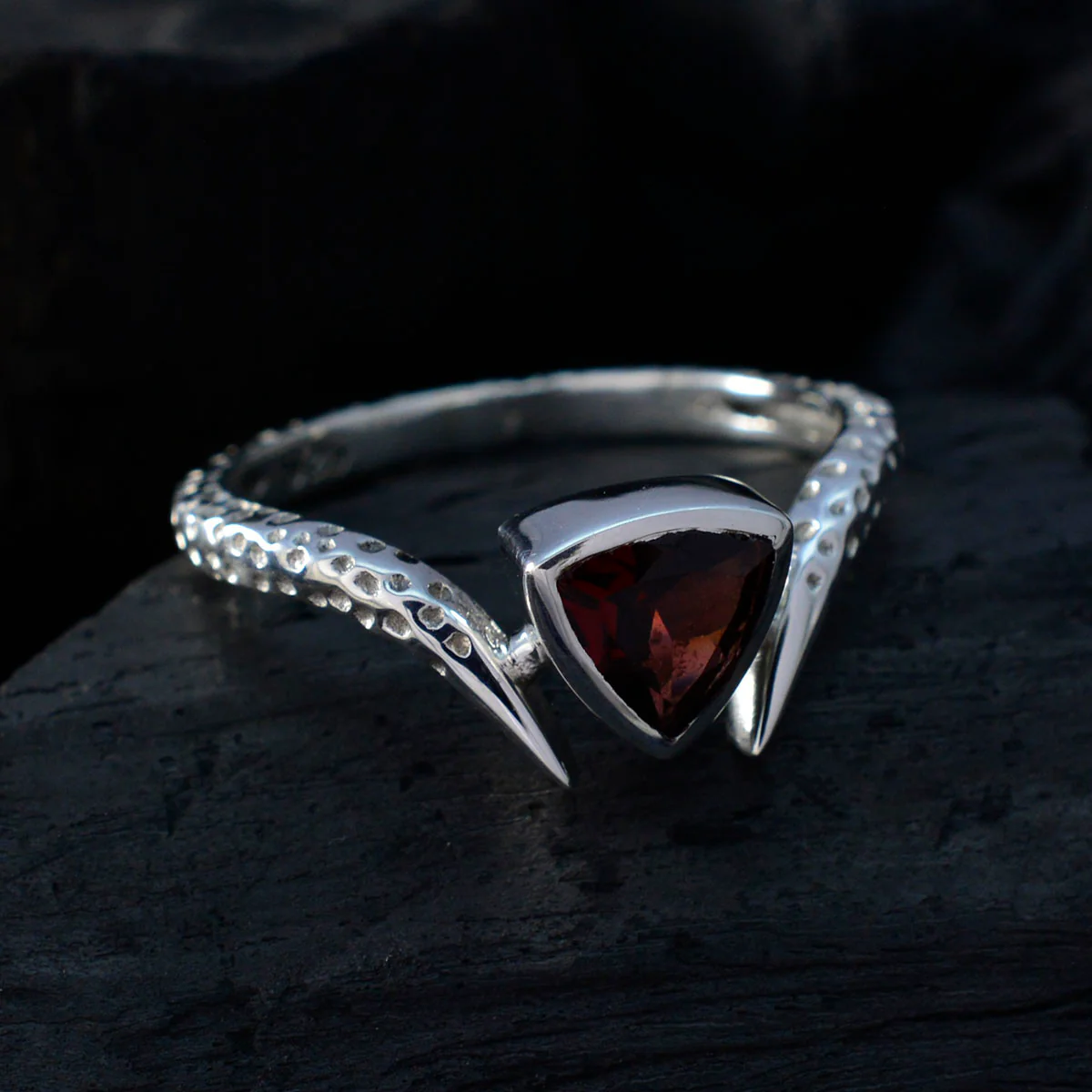 Garnet Solitaire Turkish 92.5 Silver Red Gemstones Whisper-thin Retro Ring Jewellery - Image 4