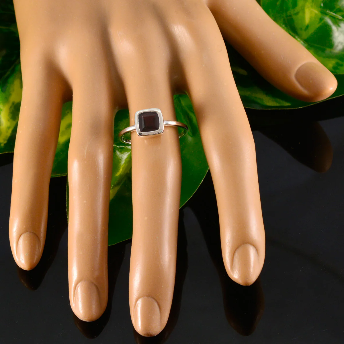 Garnet Solitaire Turkish 925 Silver Red Gemstones Dainty Glamorous Ring Jewelry - Image 5