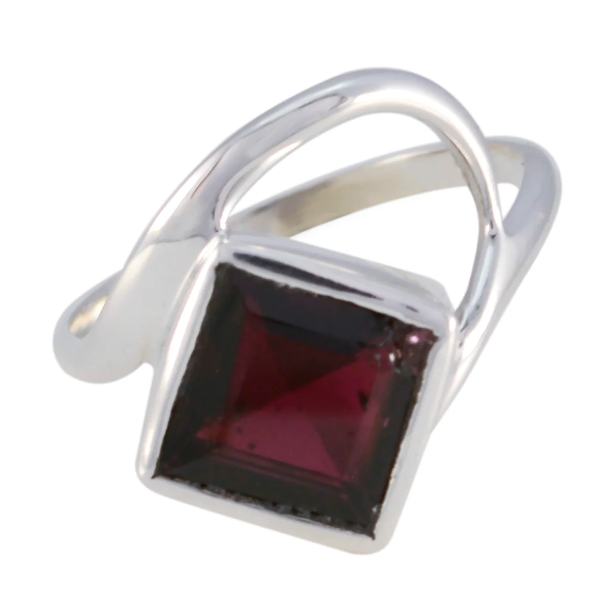 Garnet Solitaire Turkish 925 Sterling Silver Red Gems Whisper-thin Modern Ring Jewelry
