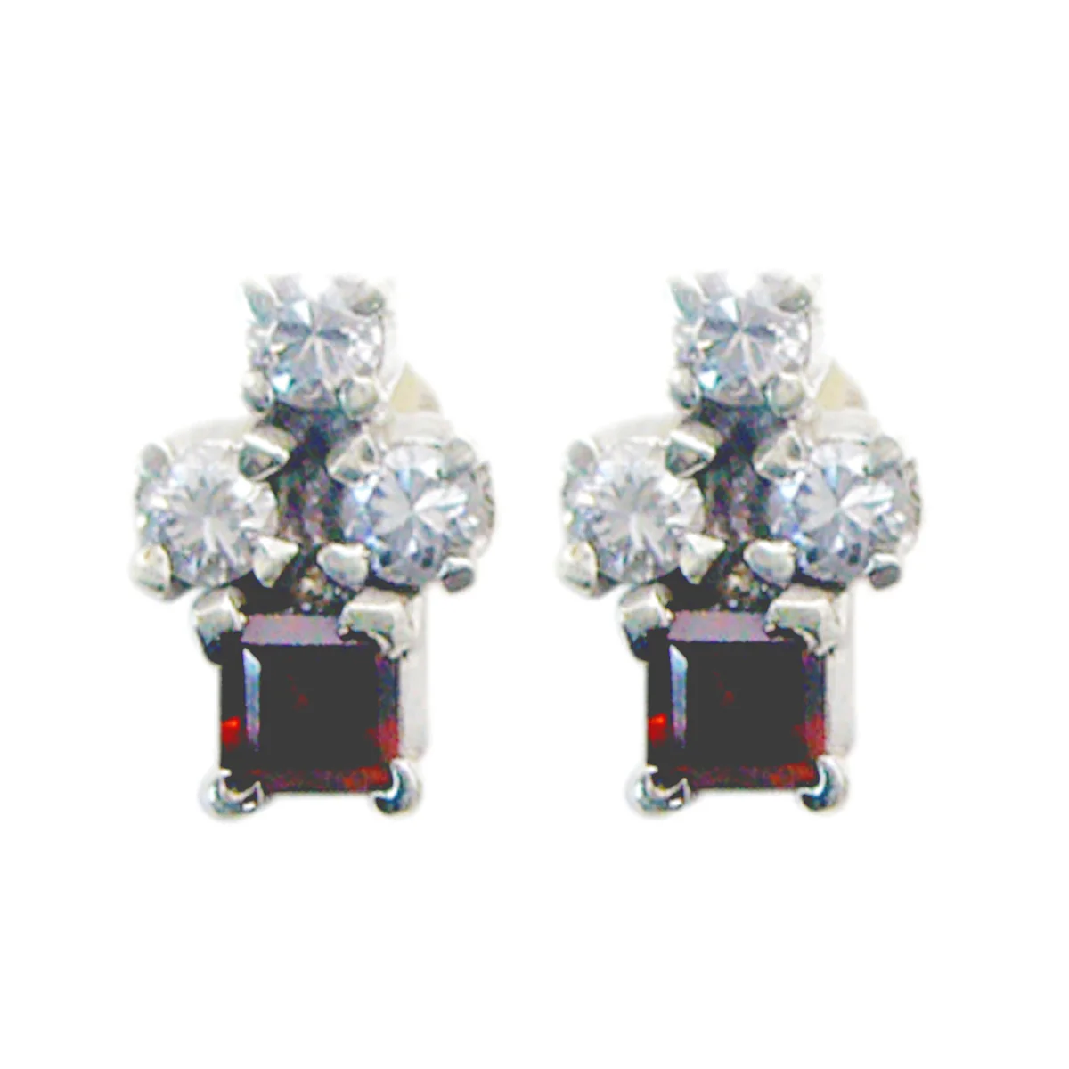 Garnet Spanish Camila multiple Stud Red Sterling Silver Earring