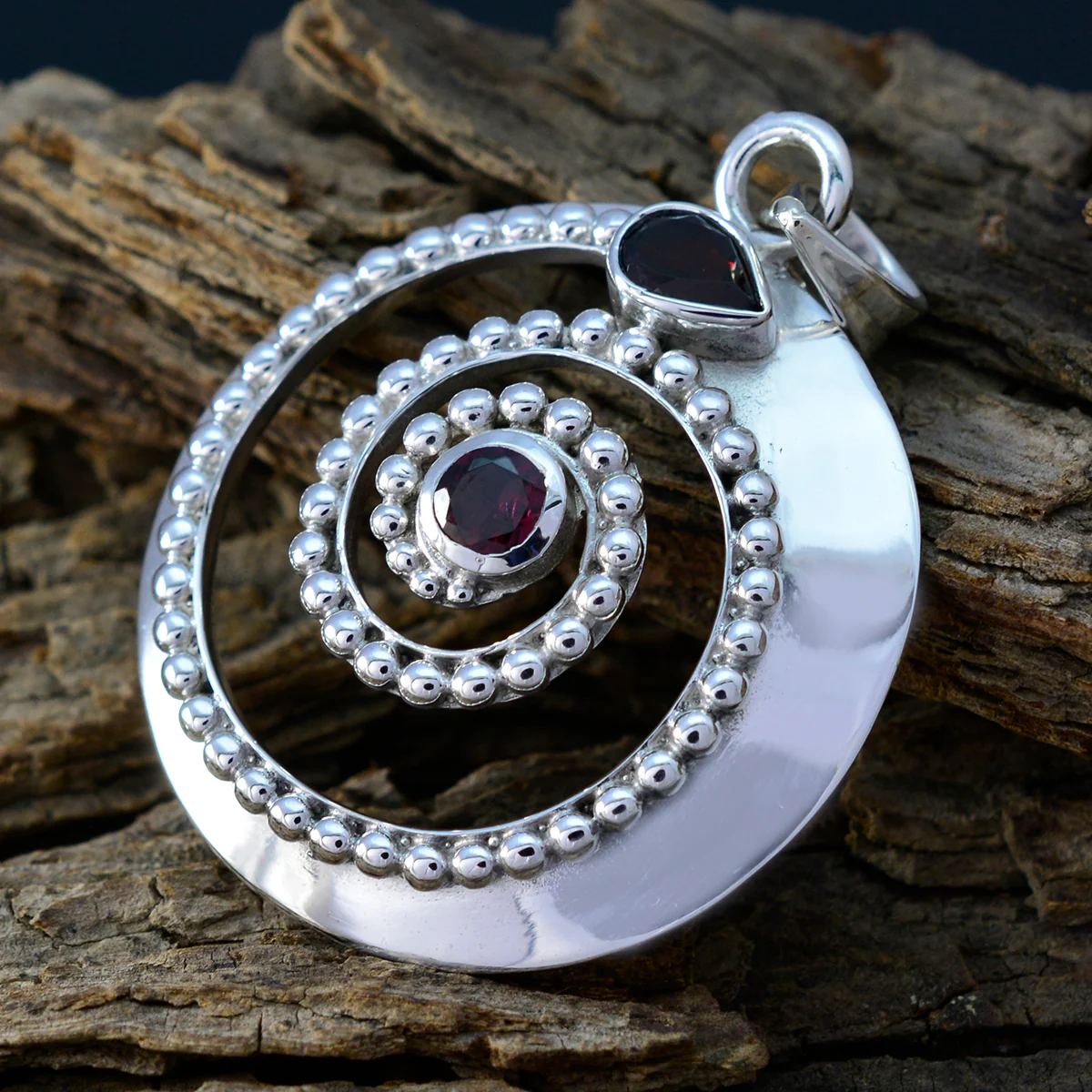 Garnet Statement American Sterling Silver Toi et Moi Hannah Bubble Red Pendant Jewellery - Image 3