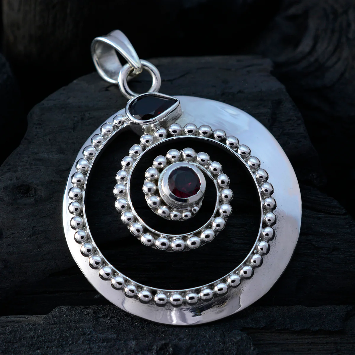 Garnet Statement American Sterling Silver Toi et Moi Hannah Bubble Red Pendant Jewellery - Image 4