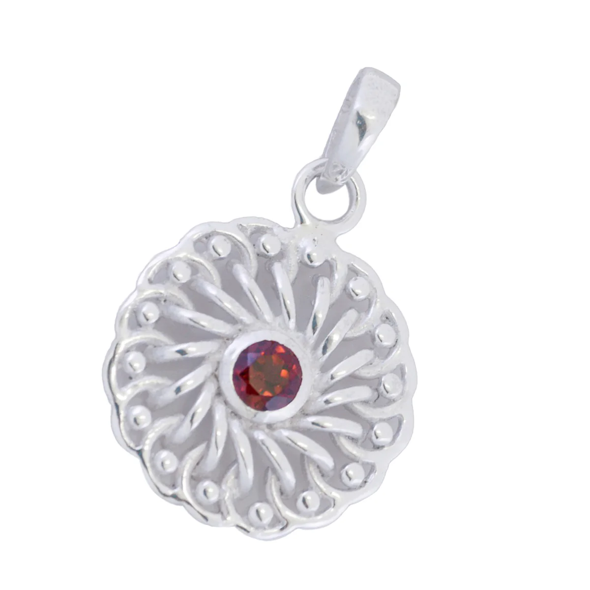 Garnet Tiny Italian 925 Silver Solitaire Greta Geometric Red Pendant Jewelry - Image 3