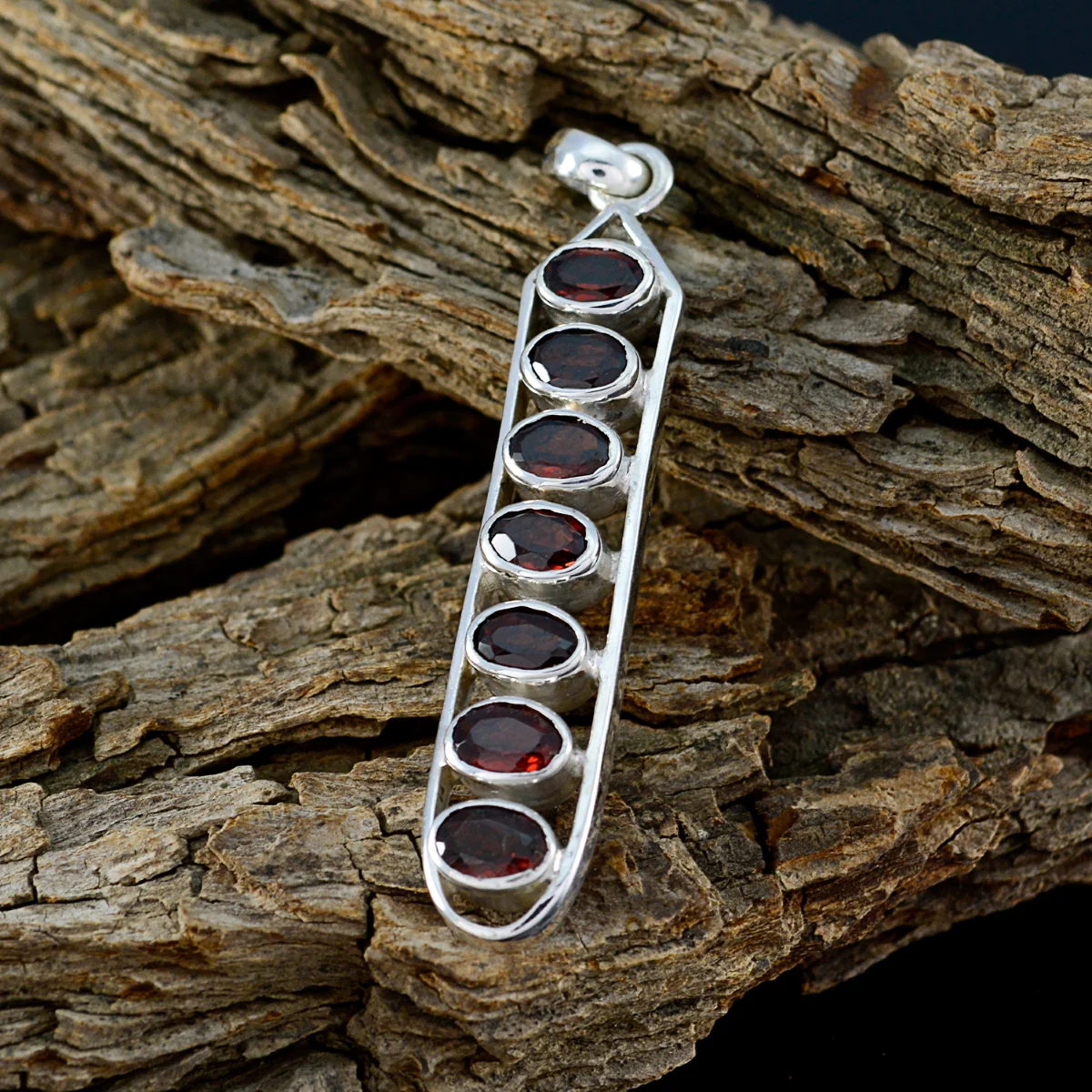 Garnet Tiny Turkish Silver Hepta Aria Contemporary Red Pendant Jewelry - Image 2