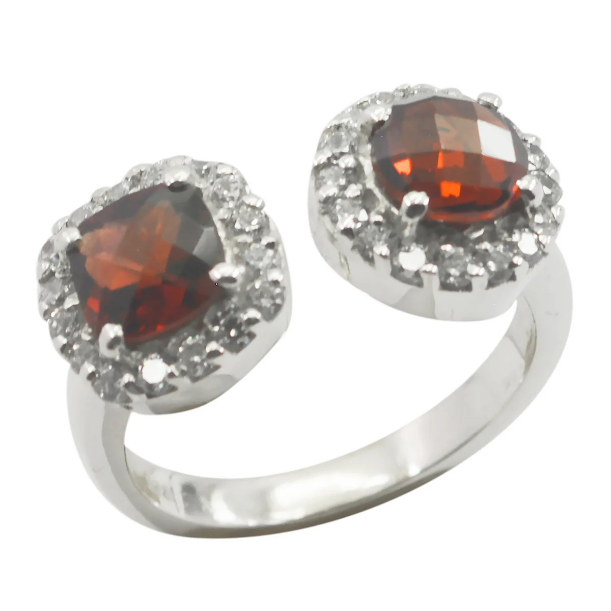 Garnet Toi et Moi African Silver Red Gemstones Tiny Love Ring Jewellery - Image 2