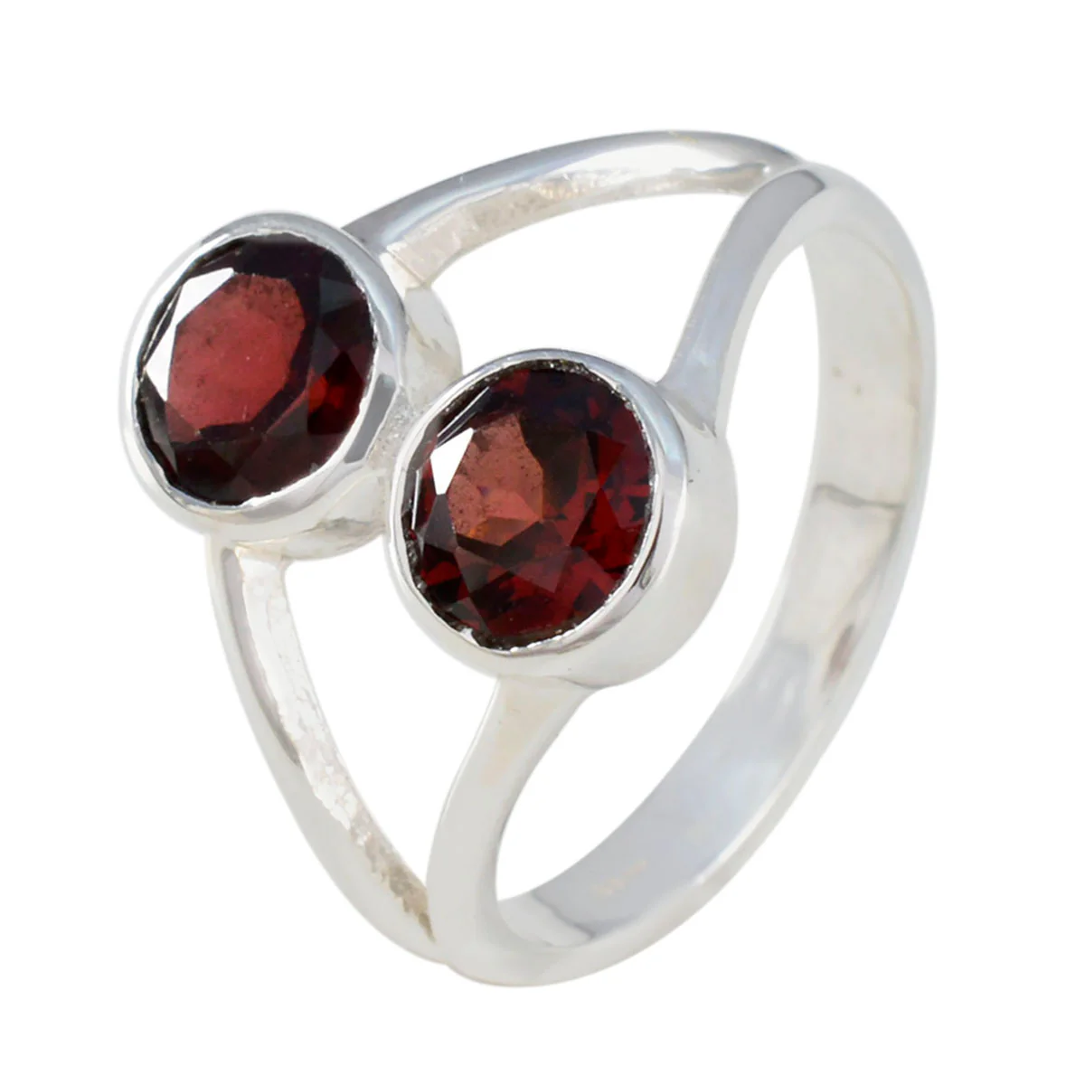 Garnet Toi et Moi American 92.5 Silver Red Gemstones Whisper-thin Glamorous Ring Jewelry - Image 2