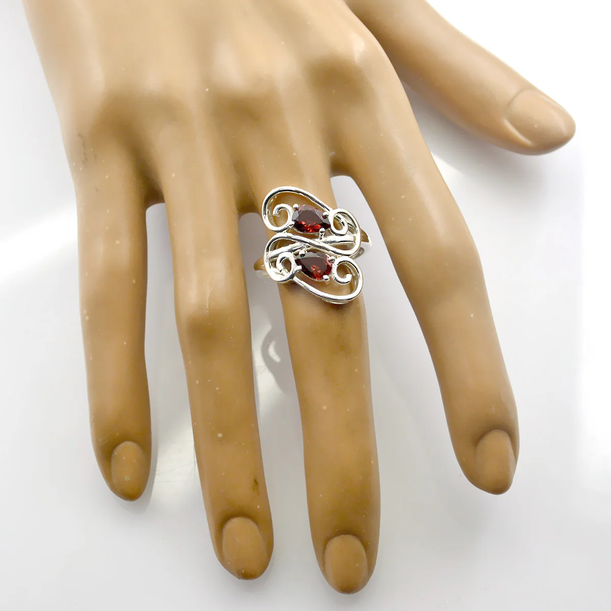 Garnet Toi et Moi Egyptian 925 Sterling Silver Red Gemstone Featherlight Sophisticated Ring Jewellery - Image 2
