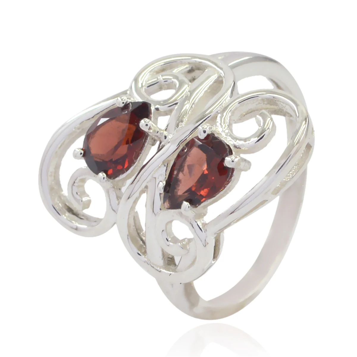 Garnet Toi et Moi Egyptian 925 Sterling Silver Red Gemstone Featherlight Sophisticated Ring Jewellery - Image 3