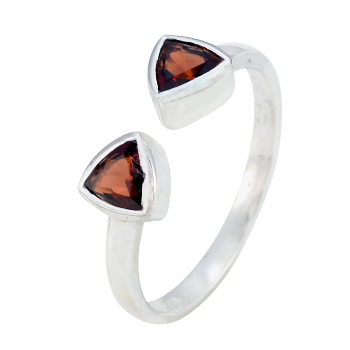 Garnet Toi et Moi Korean 925 Silver Red Gems Dainty Sophisticated Ring Jewelry - Image 2