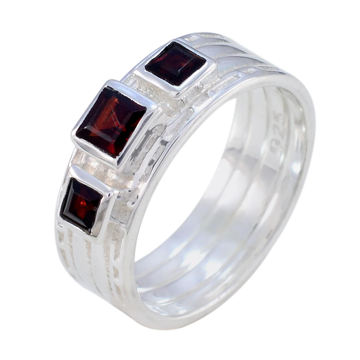 Garnet Trilogy German 925 Silver Red Gems Eye-catching Boho Band Jewellery - Image 2