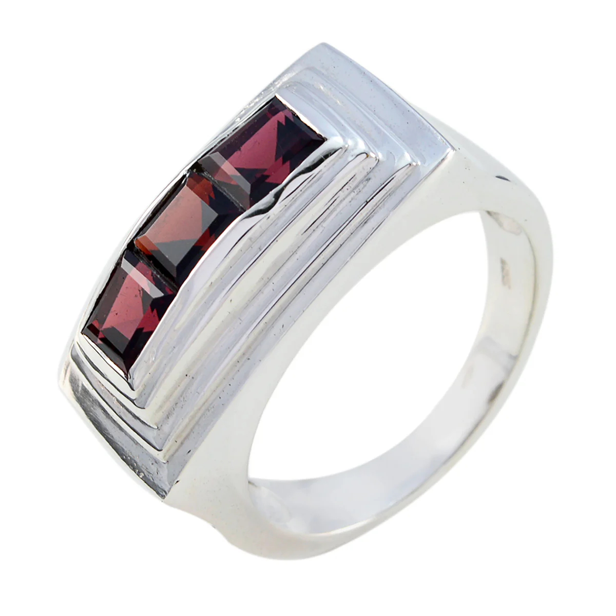 Garnet Trilogy German Silver Red Gemstones Statement Ethnic Ring Jewelry - Image 3