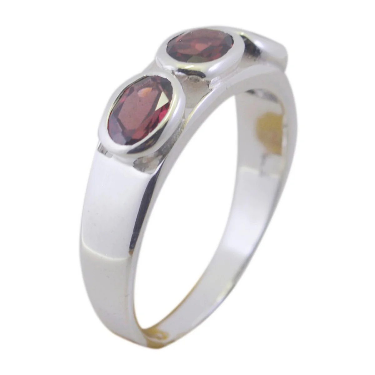 Garnet Trilogy Turkish Silver Red Gemstone Dainty Abstract Ring Jewelry - Image 2