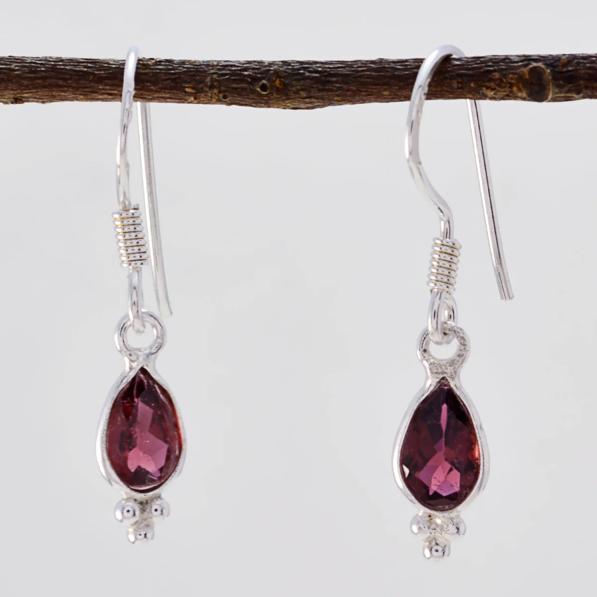 Garnet Turkish Julia multiple Dangle Red Sterling Silver Earring - Image 2